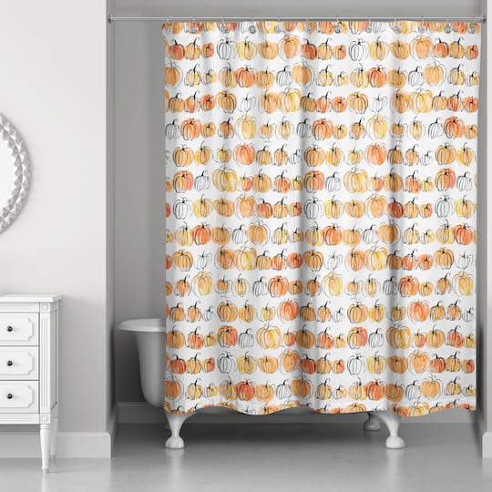 Watercolor Pumpkins Shower Curtain, Gender Neutral Shower Curtains